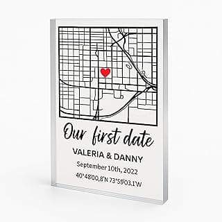 NEXT DAY SHIP Custom Our First Date Map Block - Couples Map, Where It All Began, Gift for Her, Acrylic Plaque, Custom Location, Couples Gift, Gifts for Wife and Husband Anniversary, Valentines Day