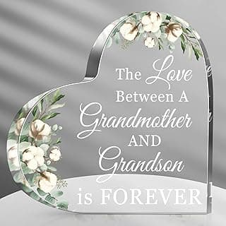 Jetec Grandma Gift Grandma Birthday Gift Acrylic Heart Shape Butterfly Shape Grandmother Sign from Granddaughter Grandson Thoughtful Mother's Day Christmas Ideas(Grandson)