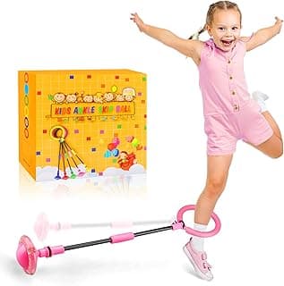 Chridark Ankle Skip Ball for Kids - Foldable Flash Wheel Skip Ball, Outside Game Toys for Kids & Adults, Gift for Boys & Girls Age 5 6 7 8 9 10 Years Old, Pink