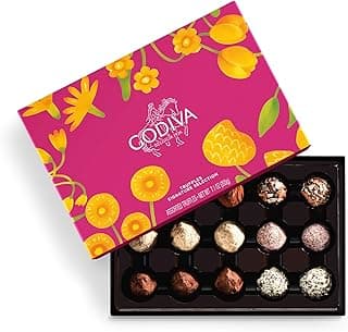 Godiva Signature Truffles Limited Edition Spring Gift Box, Belgian Dark & Milk Chocolates with Ganache Centers, Gourmet Mother's Day Chocolate Gifts, Kosher, 15 Pc