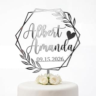 Personalized Wedding Cake Topper With Customized Bride and Groom Names and Marriage Date for Mr Mrs