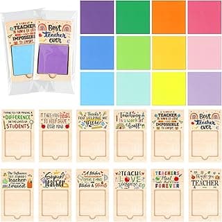 Motipuns 72 Pcs End of Year Teacher Gift Sticky Note Holder Thank You Gift Sticky Note Pad Holder OPP Bags for Graduation Coworker Nurse Teacher Employee Appreciation Gifts (Light Color)