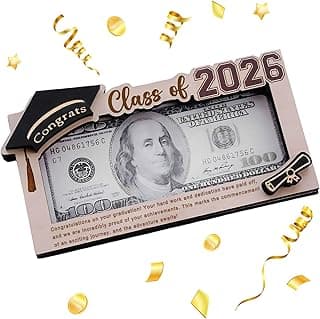 Graduation Gifts 2026 Money Holder, Wooden Graduation Money Cash Envelope Box for Class of 2026 Senior College University Graduates Student Holiday Gifts Without Tassels