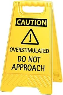Caution Overstimulated Do Not Approach Office Decor, Funny Desk Sign for Women Coworkers, 2026 Graduation Gag Gifts for Fathers Day, Sarcastic Desk Accessories, Phone Holder with Mirror