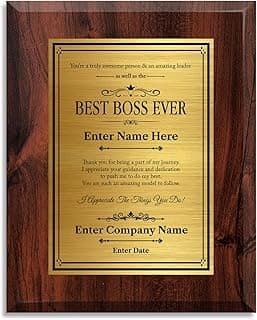 Personalized Boss Plaque - Customizable Award Plaque Gifts for Bosses, Leaders, Executives, Supervisors - Unique Leadership Plaque and Boss Gifts for Men and Women (Boss Award 1, 6" x 8")