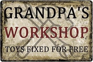 tosles Funny Garage Sign Vintage Workshop Metal Tin Signs Man Cave Decor GRANDPA'S WORKSHOP Sign Gift For Grandpa Papa'S Garage Wall Decorations 8 X 12 Inch