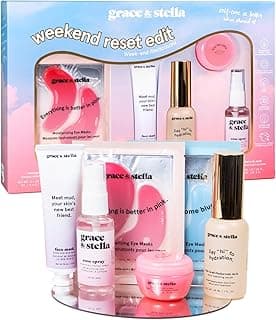grace & stella Award Winning Skin Care Set - Gift Set for Women - Travel Essentials with Under Eye Masks, Serum, Cleanser, Lip Balm - Holiday Gift for Mom - Vegan Cruelty-Free Self Care