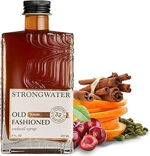 Strongwater Old Fashioned Mix - Makes 32 Cocktails - Handcrafted Old Fashioned Syrup with Bitters, Orange, Cherry, Organic Demerara Sugar - Craft Cocktail Mixer, Just Mix with Bourbon, Whiskey - 1 Pack