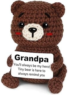 Grandpa Gifts, Handmade Positive Crochet Bear Decor, Fathers Day Birthday Gifts for Grandpa, Grandfather Gift for Birthday Christmas, Cute Present for Grandfather