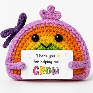 MAMAGIFTREE Thank You for Helping Me Grow - Appreciation Gifts for Teacher Mom Dad Professor Boss Mentor Coworker - Graduation Positive Rainbow Crochet