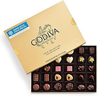 Godiva Gold Assorted Chocolate Gift Box, Belgian Dark and Milk Chocolates with Pralinés, Ganaches & Caramels, Gourmet Gift for Birthdays, Holidays, Kosher, 30 Pc