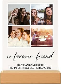 Personalized Photo Plaque Print with Wooden, Acrylic, Led Light Stand - Gift for Bestfriend for Her Gift for Him Photo Collage Bestie Gifts Custom Couples Gift Gifts for Wife, Valentines Day