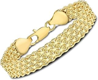 kptophk 14K Gold Plated10mm Mesh Chain Link Bracelet | Gold Bracelets For Women | Jewelry Gift