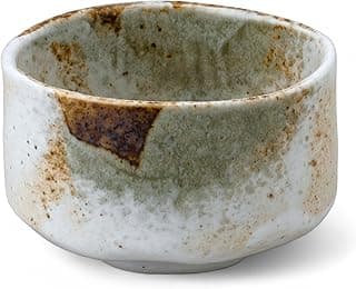 Handmade Ceramic Matcha Tea Bowl Authentic Japanese Tea Ceremony Pottery, Mino Ware Made in Japan, Yukishino Snow