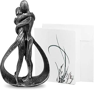 Resin Couple Modern Sculptures Romantic Gift for Weddings Valentine's Day and Anniversaries Decoration Figurine for Girlfriend, Bridal Shower, Engagement (Classic Retro Color)