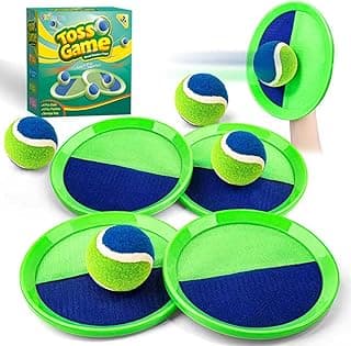 Outdoor Toys for Kids Ages 4-8, Catch Ball Toss Game, Outside Toys for 3 4 5 6 7 8-12 Year Old Boys Girls, Beach Pool Yard Lawn Outdoor Games, Toddlers Kids Birthday Summer Gifts, 4 Paddles 4 Balls