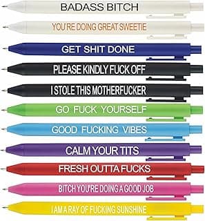 Cityhermit 11Pcs Funny Adult Ballpoint Pen Set, Premium Days of The Week Swear Cuss Word Pens for Office Gifts, Novelty Pens for Corworkers