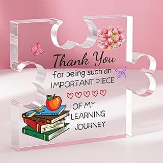 Funnli Teacher Gifts, Teacher Appreciation Gifts Acrylic Plaque, Appreciation Valentines Day Christmas Thank You Graduation Gifts for Women Teacher Principal Classmate Study Partner Roommate