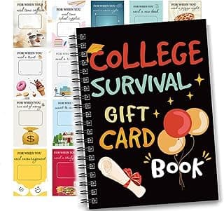 College Survival Gift Card Book, 7 x 5 Inch Graduation Gift Card Book, 2026 College Survival Booklet Organizer Leaving Home High University School Birthday Care Package Cash Holder