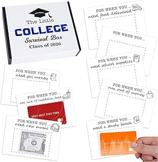 23Pcs College Greeting Card Care Package Graduation Survival Box,High School Class of 2026 Money Card Holder Graduation Gifts for Students Leaving Home Going Away Present University Gifts,Blue