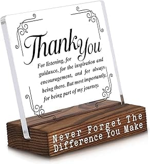 Thank You Gifts for Boss, Coworker, Leader, Teacher, Coach, Nurse, Doctor, Mentor, Educators, Thank You Plaque, Acrylic Decor Signs Plaques VBD15