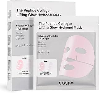 COSRX Pink Peptides Collagen Lifting Glow Hydrogel Face Masks Skincare 3 EA, Collagen Face Mask, Travel Essentials, Overnight Face Mask, Korean SkinCare