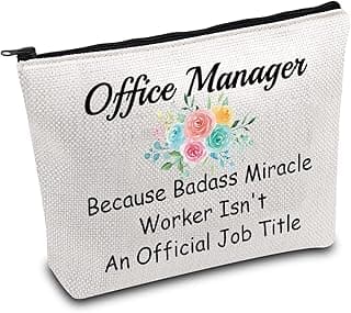 JXGZSO Lady Office Manager Cosmetic Bag Because Badass Miracle Worker Isn't An Official Job Title For Leader Supervisor Mentor (Office Manager Black)