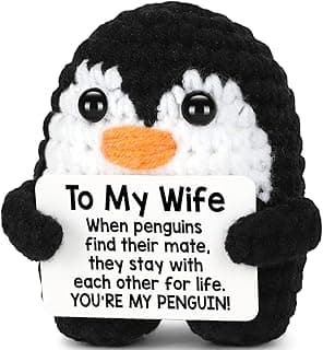 Gifts for Wife Her from Husband Mothers Day, To My Wife Handmade Positive Crochet Mini Funny Penguin, Romantic Wedding Anniversary Birthday Valentines Gifts for Women Her, Small Love Sign Decor
