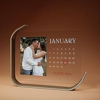EGD Personalized Acrylic Plaque for Romantic Gift for Couples | Custom Photo Gifts for Women Men | Unique Personalized Gifts for Boyfriend Girlfriend | Multi-Size and LED Lights Options (C. Calendar)