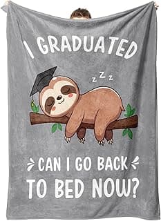 Funny Graduation Gifts for Women, Her & Him, Practical Throw, College Graduation Gifts for Men, Nurse, 2026 Grad Gifts for Master Degree, High School, PHD, Sloth Blanket, Gray(50 * 60)