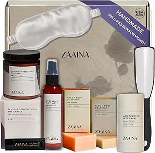 ZAAINA Wellness Spa Package - Handmade in USA, Luxury All Natural Spa Gifts for Women, Relaxing Spa Gifts for Her, Spa Gift Basket for Friend Mom Wife, Pampering Birthday Gifts for Women