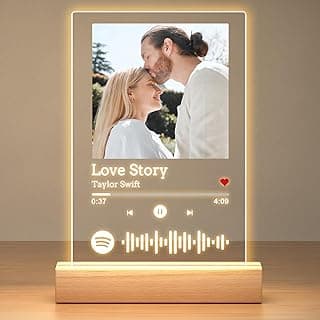 Custom Spotify Plaque, Custom Picture Frames, Personalized Acrylic Song Plaque Photo Frame, Personalized Anniversary Birthday Gifts for Women Men Her Him Girlfriend Boyfriend Couple Wife Mom Dad