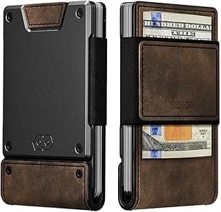 PROOF Wallet | Slim Minimalist Wallets for Men | Leather & Metal | RFID Wallet | Front/Back Pocket | Gift Box | Veteran Owned