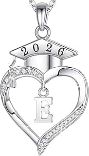Iefil 2026 Graduation Gifts for Women Her - 925 Sterling Silver Heart Initial Letter Necklace, 2026 College Graduation Gifts for Women Her