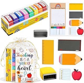 Teacher Appreciation Gifts for Women Men, Back to School End of Year Birthday Gifts for Preschool Teacher, Teacher Stamps, Sticky Notes Blackboard Self-Stick Note Pads, Classroom Supplies Must Haves