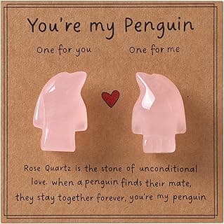Gifts for Him Her,Rose Quartz Penguin Gifts for Couples,Romantic Anniversary Wedding Birthday Valentines Gift for Men Women Boyfriend Girlfriend Husband Wife