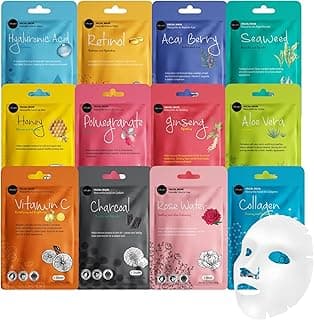celavi Face Mask Set Korean Beauty Essence Facial Paper Sheet Mask Korea Skin Care Moisturizing 12 New flavors K-Beauty Skincare 12 masks in a pack Made in Korea