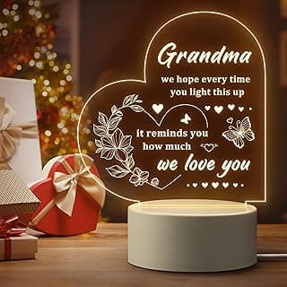 Grandma Gifts, Mothers Day Gifts for Grandma - Engraved Night Light, Grandma Birthday Gifts, Christmas Valentines Thanksgiving Gifts for Grandma, Nana, Grammy, Grandmother