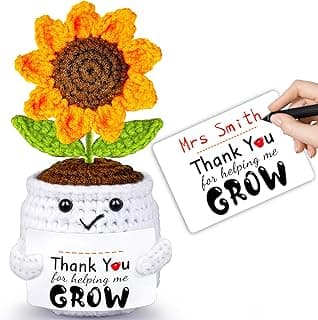 Teacher Appreciation Gifts, Teacher's Day Graduation Thank You Gifts for Teacher Handmade Crochet Sunflower Doll, Personalized Mothers Day Birthday Retirement Gift for Teachers Mentor Coworker Boss