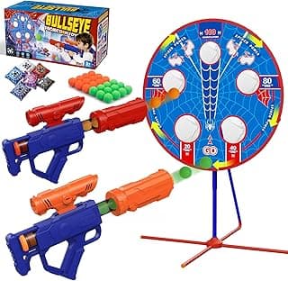 Spider Shooting Games Toys for 4 5 6 7 8 9 10+ Year Old Boys, Kids Outdoor Indoor Game with Moving Target & 2 Air Gun & 24 Ball, Bean Bag Toss for Carnival Games, Gifts Birthday Christmas Boy Kids