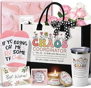 Thank You Gifts for Women Administrative Professional Day Gifts, Chaos Coordinator Basket for Coworkers Employee Boss lady Manager Nurse Teacher Appreciation Gift, Birthday Gift w/ Canvas Tote Bag