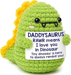 Mini Fathers Day Dad Gifts from Daughter Son Wife I Love You Daddy Handmade Crochet Father's Day Dinosaur Gift for Daddy New Bonus Step Dads Father in Law Husband Father Day Birthday Gift Ideas