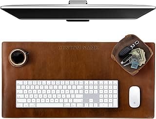 ELIZO Personalized Custom Desk Pad Set Real Leather Desk Mat Mouse Pad Unique Gifts for Him Her Leather Gifts for Men Women Engraved Embossed Monogrammed Corporate Gifts