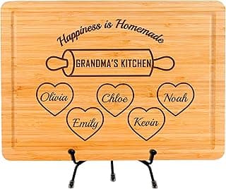 Personalized Cutting Board Grandma Gift for Mom, Granny, Gigi, Custom Gifts for Mothers Day, Custom Engraved Cutting Board, Grandma's Kitchen Kids Names, Personalized Mom Birthday Gift Idea for Mama