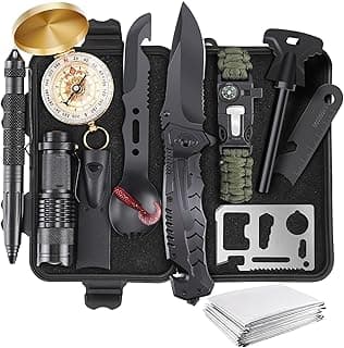 ABPIR Gifts for Christmas Survival Kits for Men Dad Husband Him, 13 in 1 Survival Gear and Equipment Tactical Tools for Camping Hiking Hunting Outdoor Adventure, Cool Birthday Idea