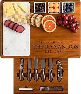 Personalized Charcuterie Board Set with Stainless Steel Knives – Custom Wedding, Bridal Shower, Anniversary, Engagement, Birthday Gift for Her, Women, Mom, Housewarming, Couples, Mother’s Day Gifts
