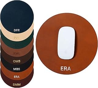 Northwind Personalized Leather Round Mouse Pad – Made in USA - Minimalist Custom Monogrammed Full Grain Leather Desk Pad | Premium Office Accessory Gift for Men, Women and Gamers, 8.5" Diameter