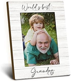 World's Best Grandpa Grandpa 4x6 Picture Frame, Grandpa Gifts for Father's Day Birthday Wooden Picture Frame, Best Grandfather Gifts Decorative Photo Frames for Table Desk Decor