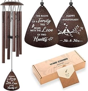 Wedding Anniversary Couples Gift, 32" Bronze Wind Chimes, Wedding Romantic Gift for Couple Parents Friends Women Men, Happy Anniversary Decorations