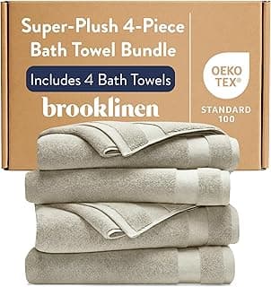 Brooklinen Super-Plush Turkish Cotton Bath Towels - Set of 4 - Cotton, 820 GSM, Highly Absorbent, Machine Washable, Perfect for Home & Bathroom (30" x 58", Stone)